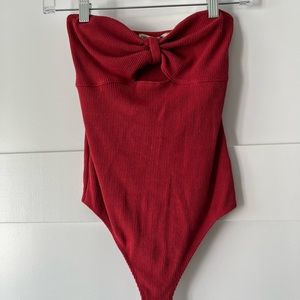 Express Coral Strapless Thom Bodysuit Size Small